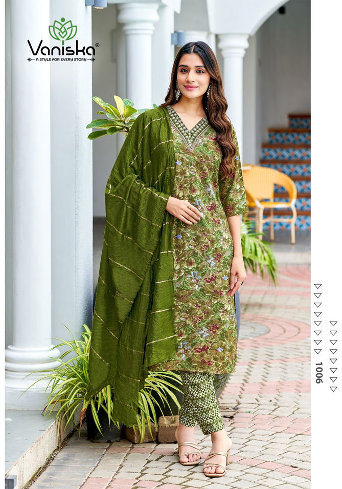 Sitara Vol 1 By Vaniska Rayon Foil Printed Kurti With Bottom Dupatta Wholesale Shop In Surat
